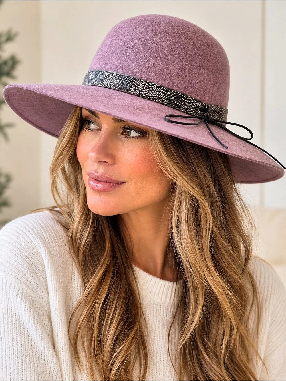 HATCH Purple Wool Felt Wide Brim Hat Like New